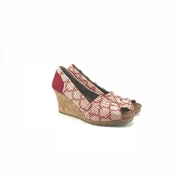 Toms Shoes - Toms wedges red and cream